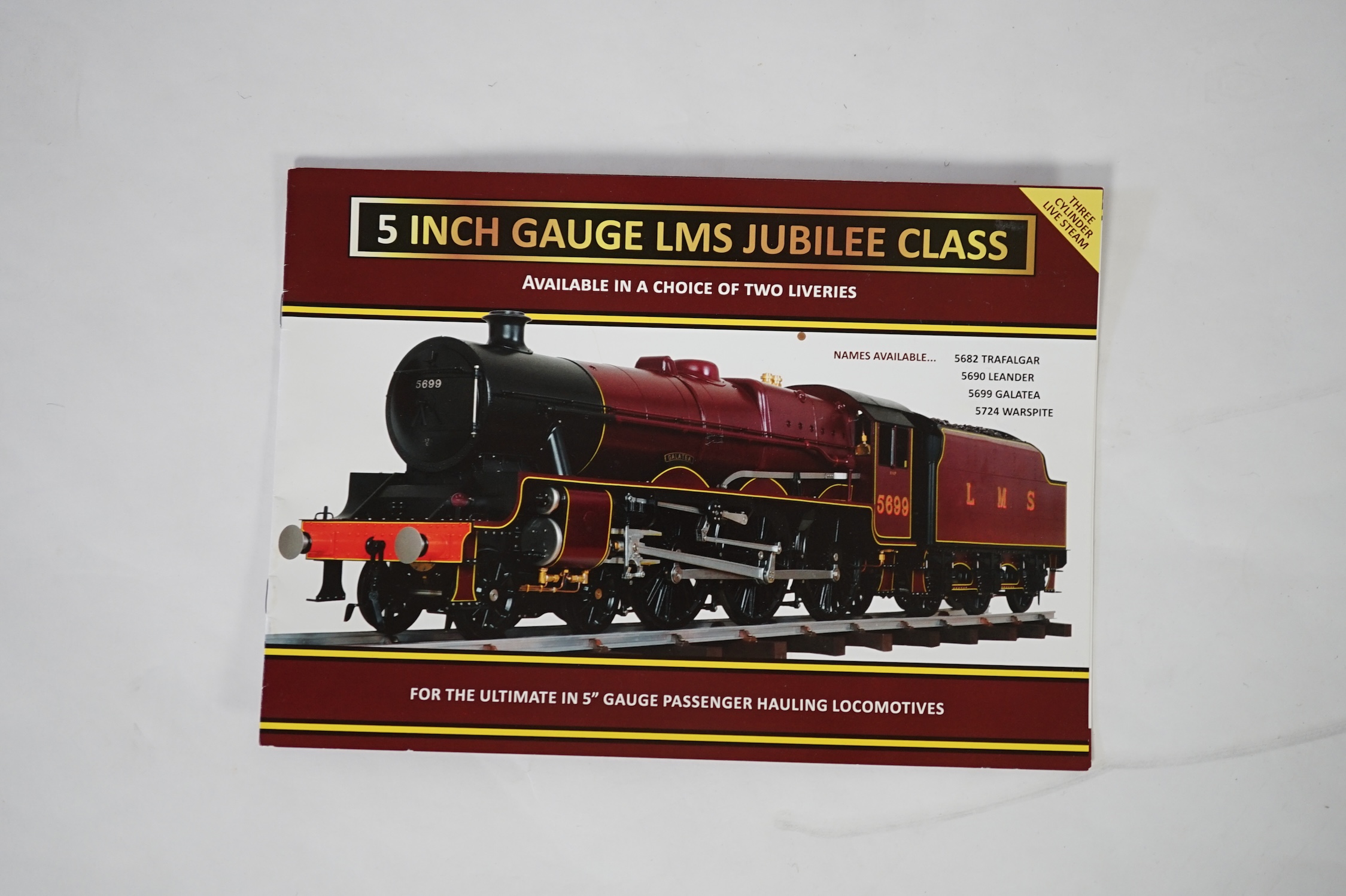 A Kingscale by Silver Crest Models 5 inch gauge coal fired live steam LMS Jubilee Class 4-6-0 locomotive, in lined maroon livery as Warspite 5724